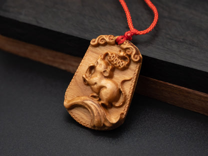 rat pendant necklace,wood pendant,engraved necklace,zodiac necklace,year of rat,pendant necklace,animal Necklace,exotic wood necklace