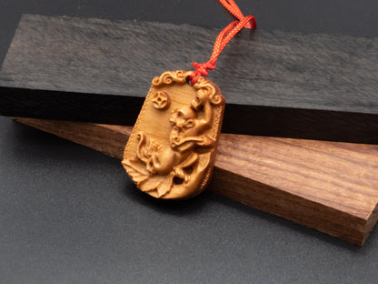 monkey pendant necklace,wood pendant,carve pendant,carve monkey pendant,carve wood  necklace,Zodiac