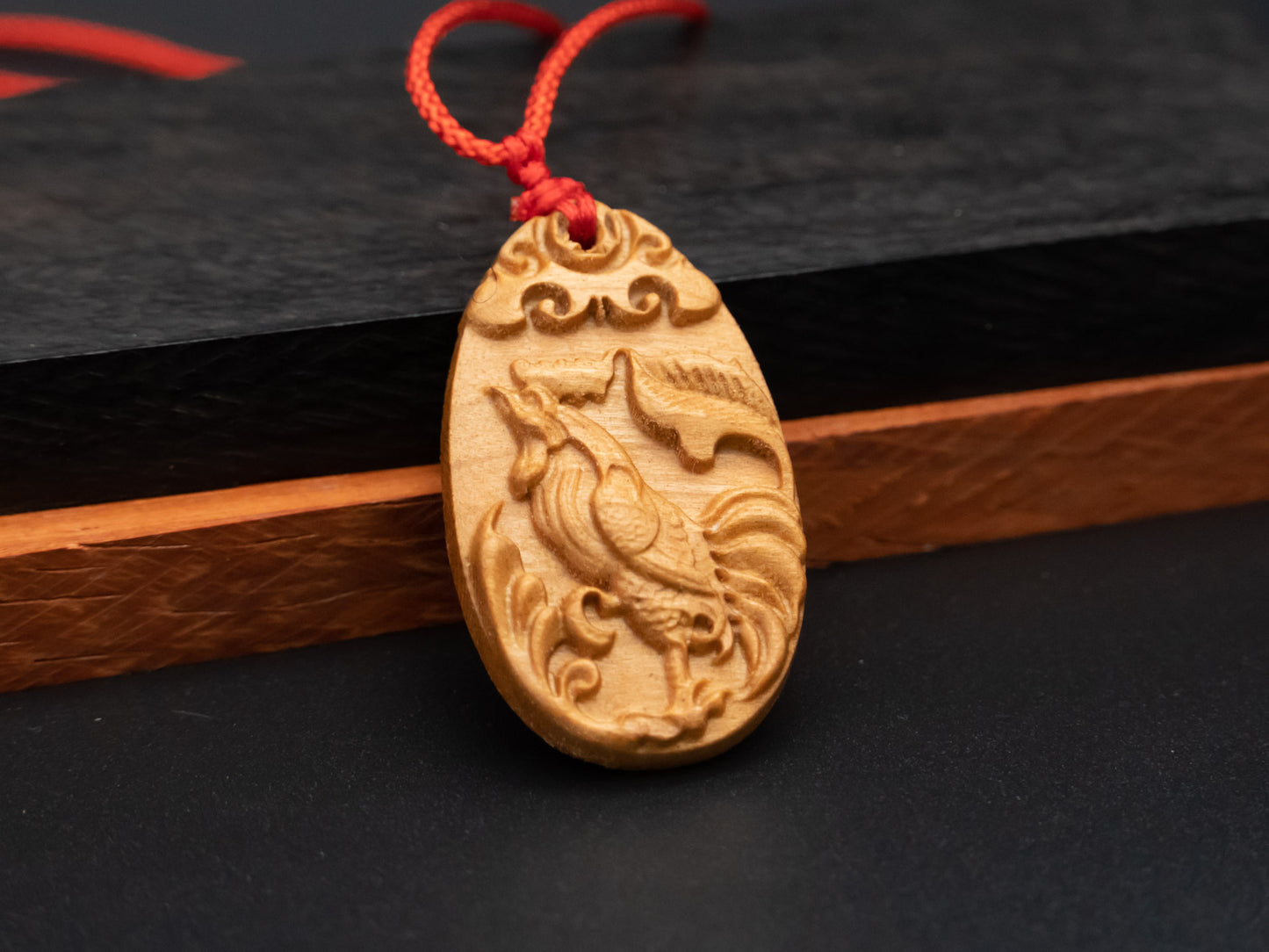 Rooster pendant,zodiac necklace,year of rooster,wood carving,animal Necklace,carve pendant,carve wood,engraved necklace,