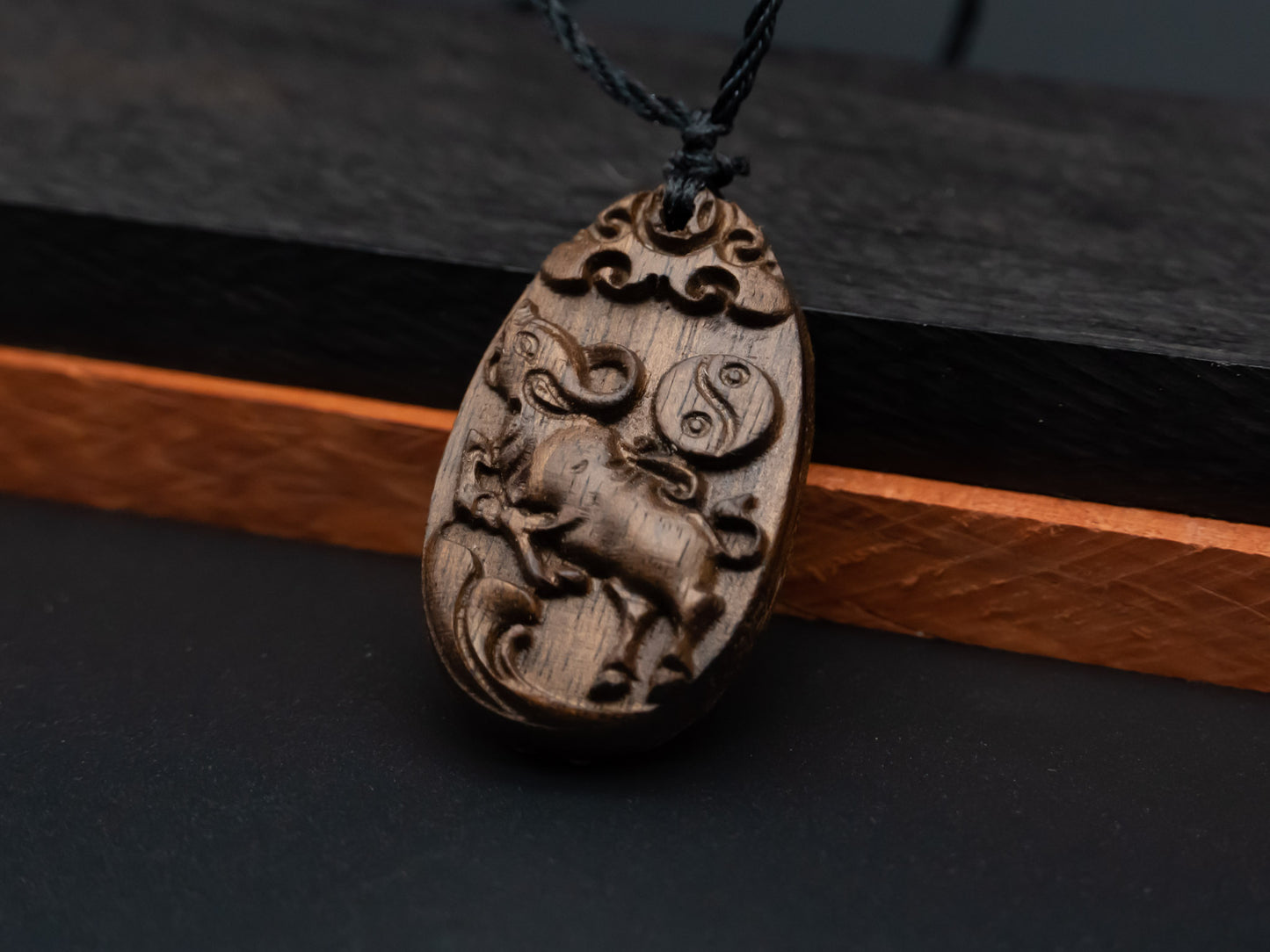 ox pendant necklace,wood pendant,engraved necklace,zodiac necklace,year of ox,pendant necklace,animal Necklace,exotic wood necklace