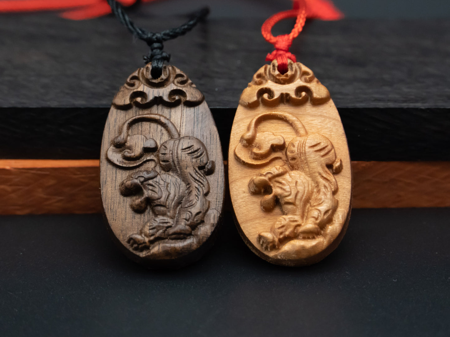 wood pendant,engraved necklace,zodiac necklace,year of tiger,pendant necklace,animal Necklace,exotic wood necklace