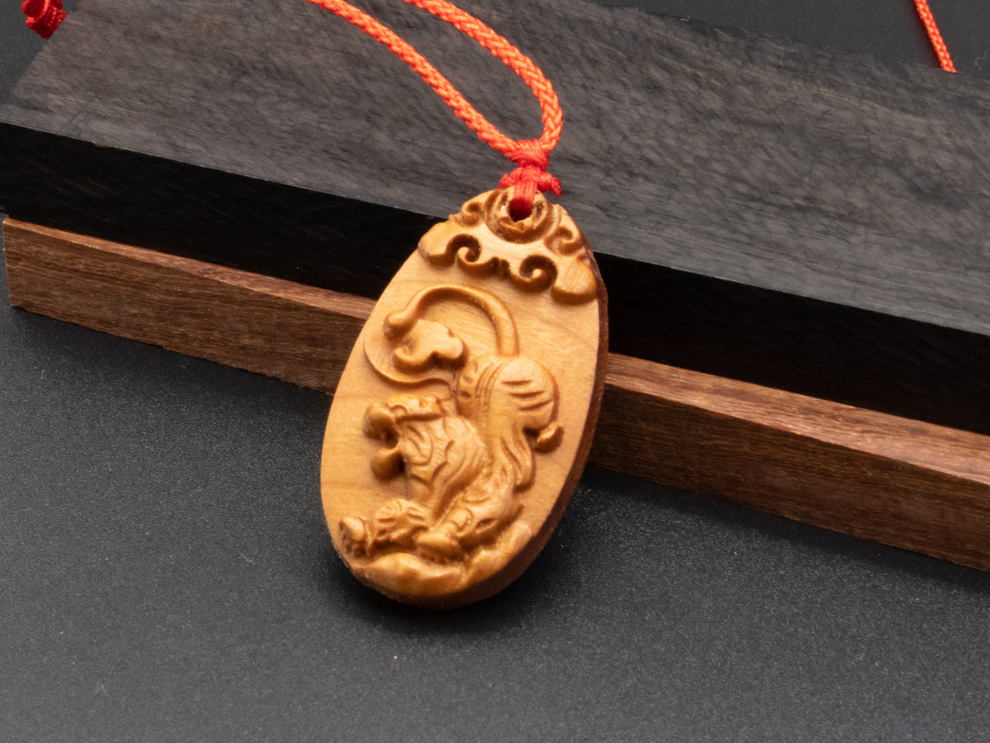 wood pendant,engraved necklace,zodiac necklace,year of tiger,pendant necklace,animal Necklace,exotic wood necklace