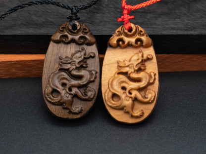 wood pendant,zodiac necklace,year of dragon,engraved necklace,pendant necklace,animal Necklace,exotic wood necklace