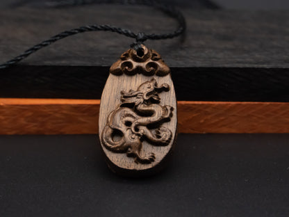 wood pendant,zodiac necklace,year of dragon,engraved necklace,pendant necklace,animal Necklace,exotic wood necklace