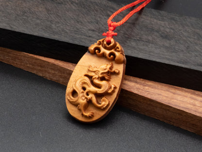 wood pendant,zodiac necklace,year of dragon,engraved necklace,pendant necklace,animal Necklace,exotic wood necklace