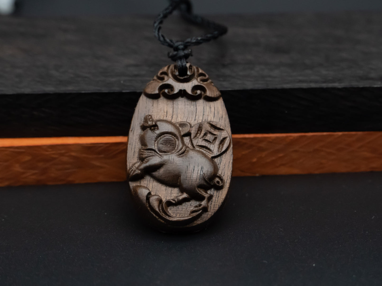 Pig pendant necklace,wood pendant,carve jewelry,zodiac necklace,year of pig,engraved necklace,pendant necklace,animal Necklace