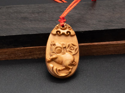 Pig pendant necklace,wood pendant,carve jewelry,zodiac necklace,year of pig,engraved necklace,pendant necklace,animal Necklace