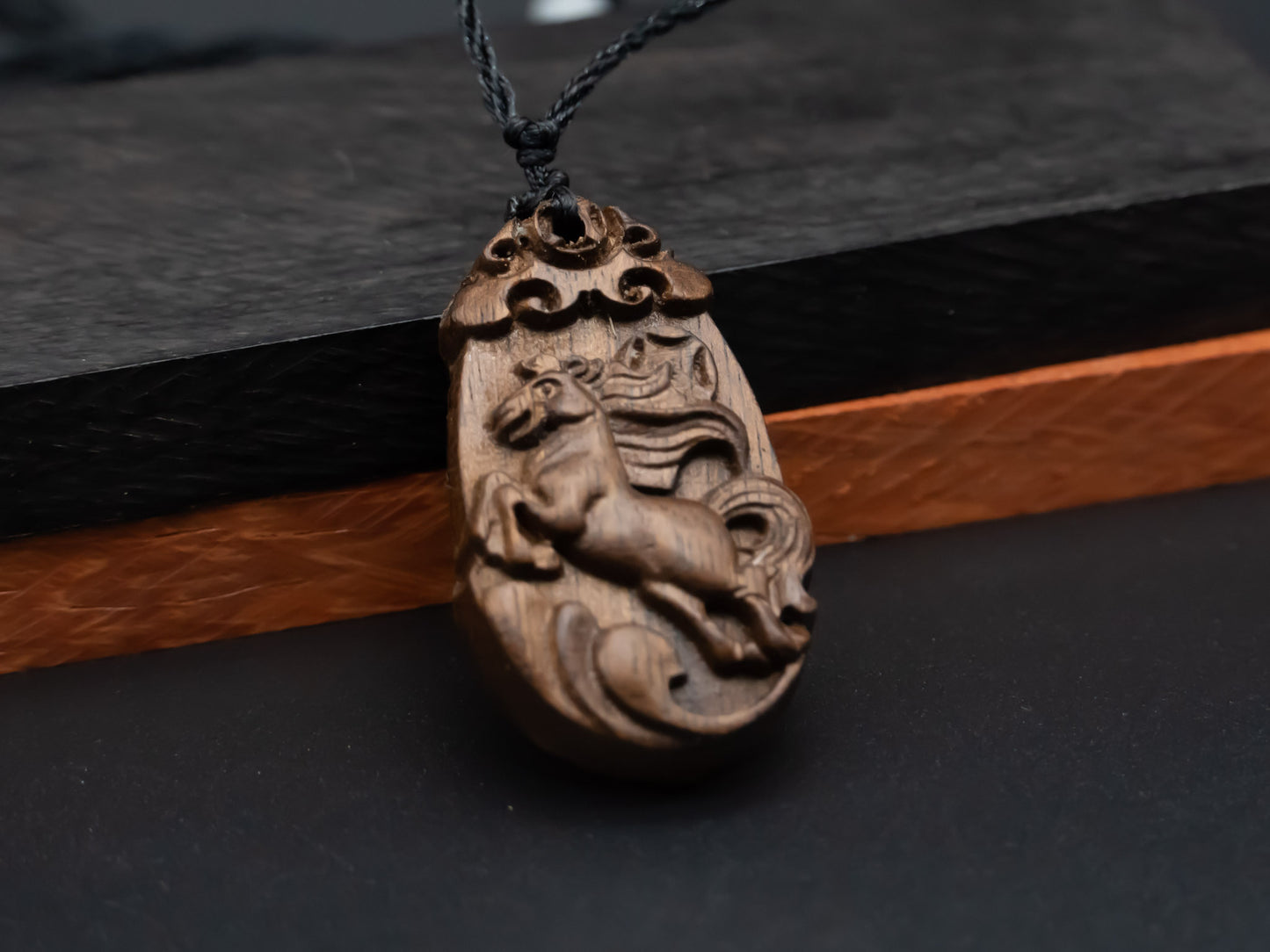 wood pendant,zodiac necklace,year of horse,engraved necklace,pendant necklace,animal Necklace,wood pendant