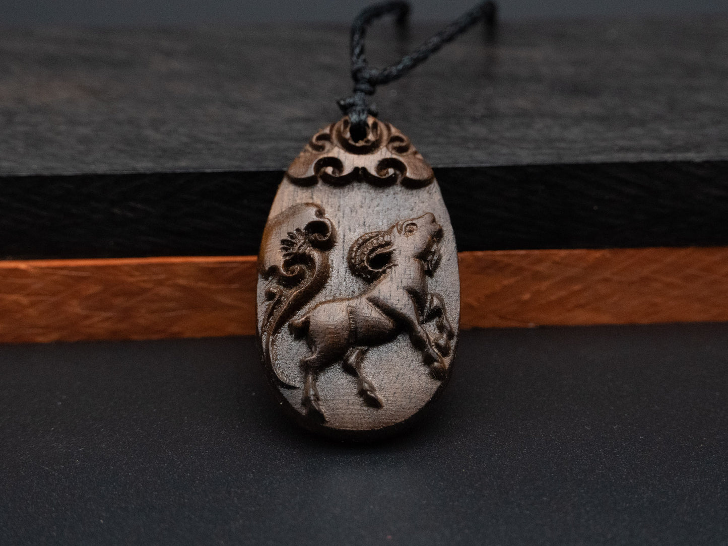 wood pendant,zodiac necklace,year of goat,engraved necklace,pendant necklace,animal Necklace,exotic wood necklace