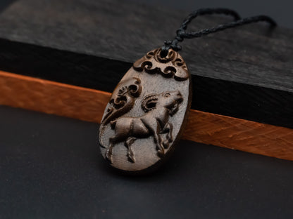 wood pendant,zodiac necklace,year of goat,engraved necklace,pendant necklace,animal Necklace,exotic wood necklace