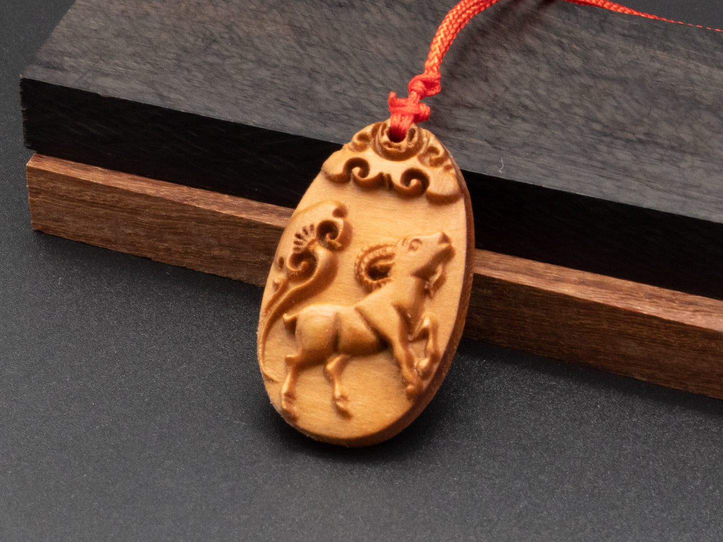 wood pendant,zodiac necklace,year of goat,engraved necklace,pendant necklace,animal Necklace,exotic wood necklace