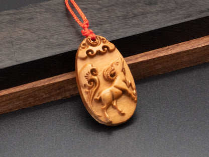 wood pendant,zodiac necklace,year of goat,engraved necklace,pendant necklace,animal Necklace,exotic wood necklace