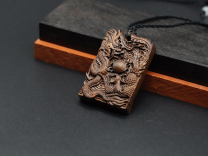 Carve dragon and Phoenix pendant ,wooden dragon,Phoenix Charm,wooden phoenix,wood carving,wood pendant,dragon necklace,carve  wood pendant