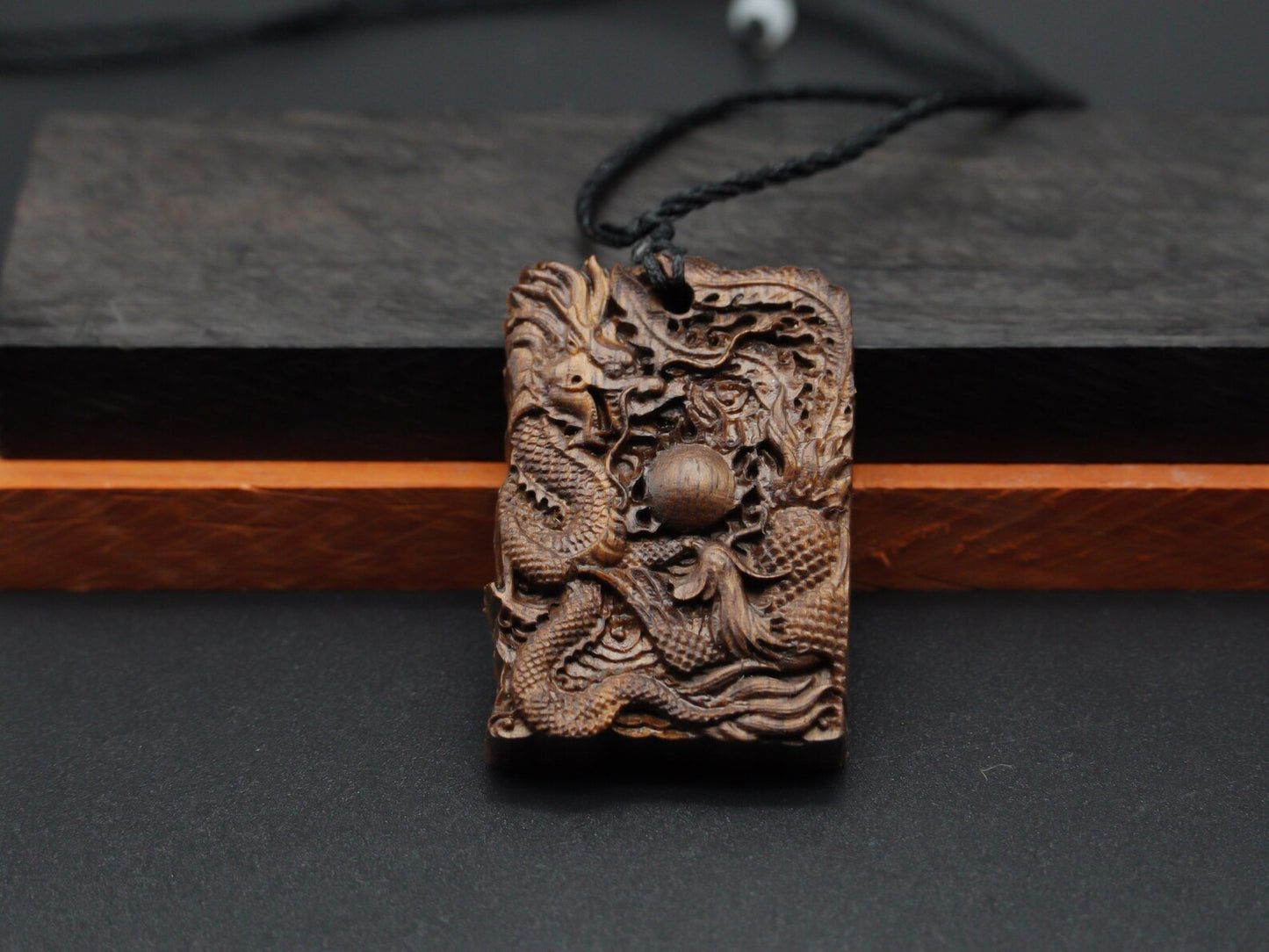 Carve dragon and Phoenix pendant ,wooden dragon,Phoenix Charm,wooden phoenix,wood carving,wood pendant,dragon necklace,carve  wood pendant