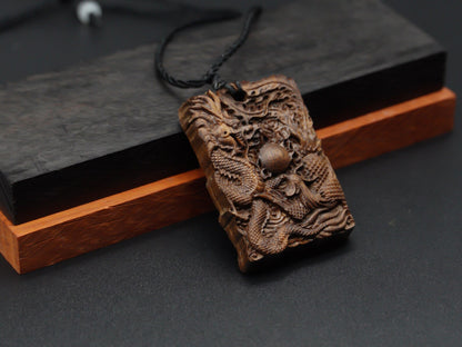 Carve dragon and Phoenix pendant ,wooden dragon,Phoenix Charm,wooden phoenix,wood carving,wood pendant,dragon necklace,carve  wood pendant