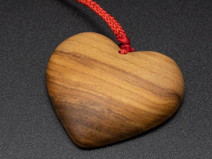 Heart pendant,Unique love heart jewelry,carve pendant necklace,carve olive wood pendant necklace