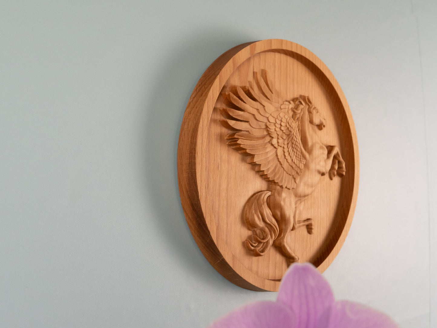 Wooden Pegasus Decor,Winged Horse，Wall decor,home decor,Woodsculpture ,Wood Wall Hanging, mean victory，success，inspiration and creativity