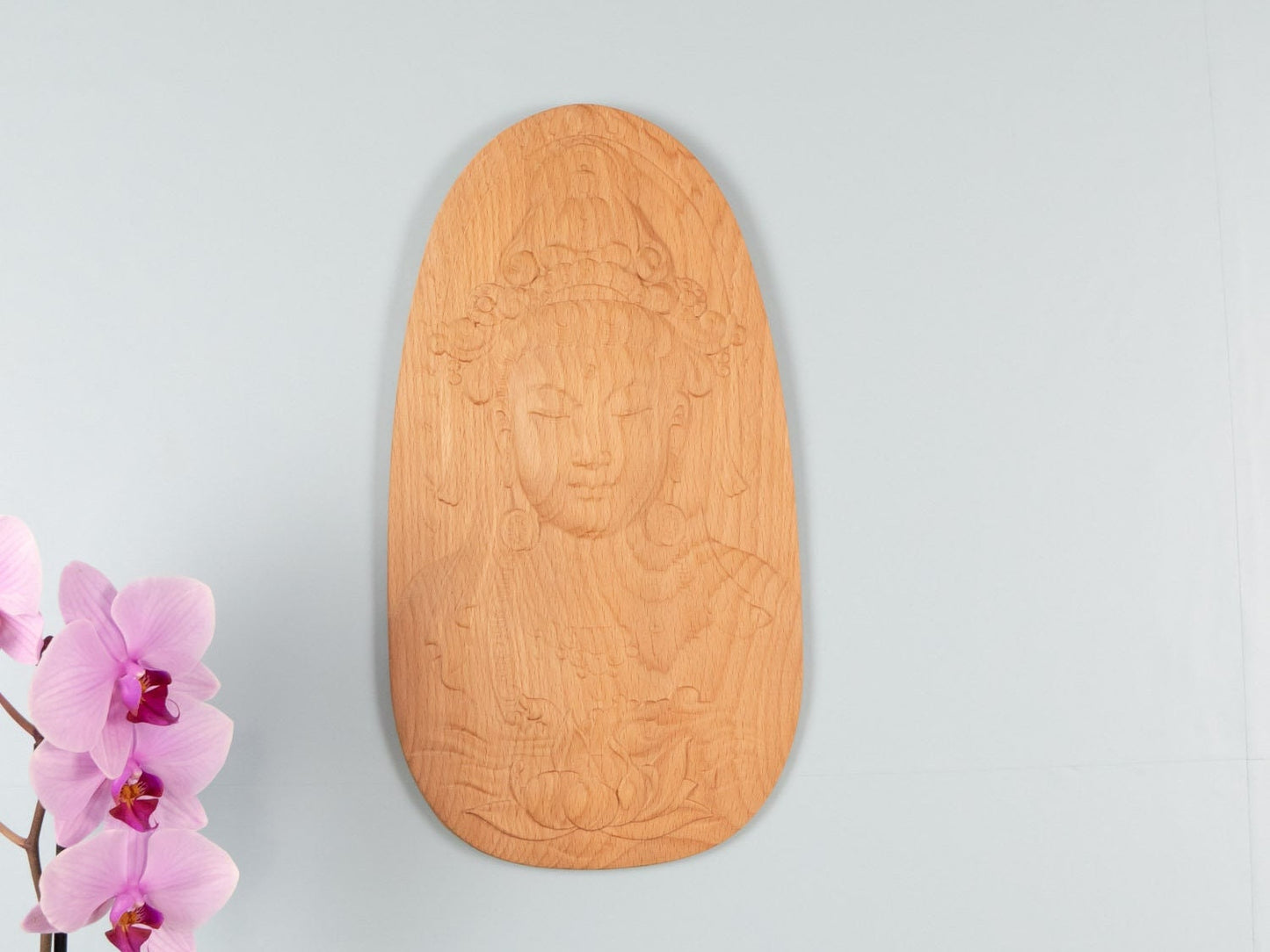 Wooden Avalokiteshvara Decor,Wall decor,Wood relief sculpture ,Wood Wall Hanging, Wood Carving,peace of mind, kindness