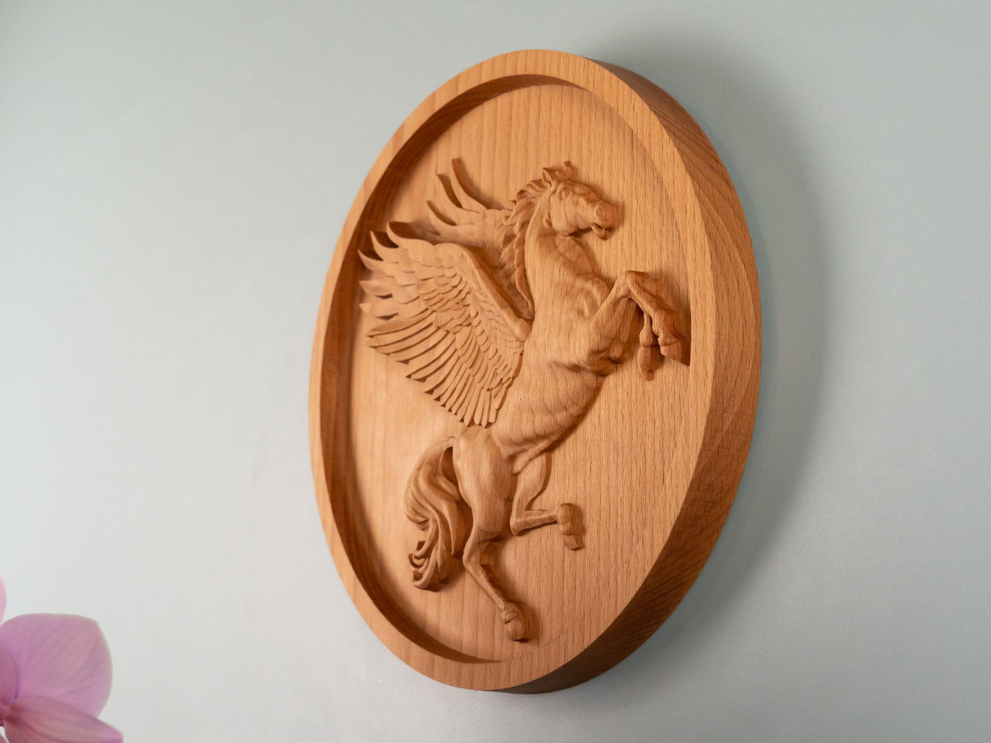 Wooden Pegasus Decor,Winged Horse，Wall decor,home decor,Woodsculpture ,Wood Wall Hanging, mean victory，success，inspiration and creativity