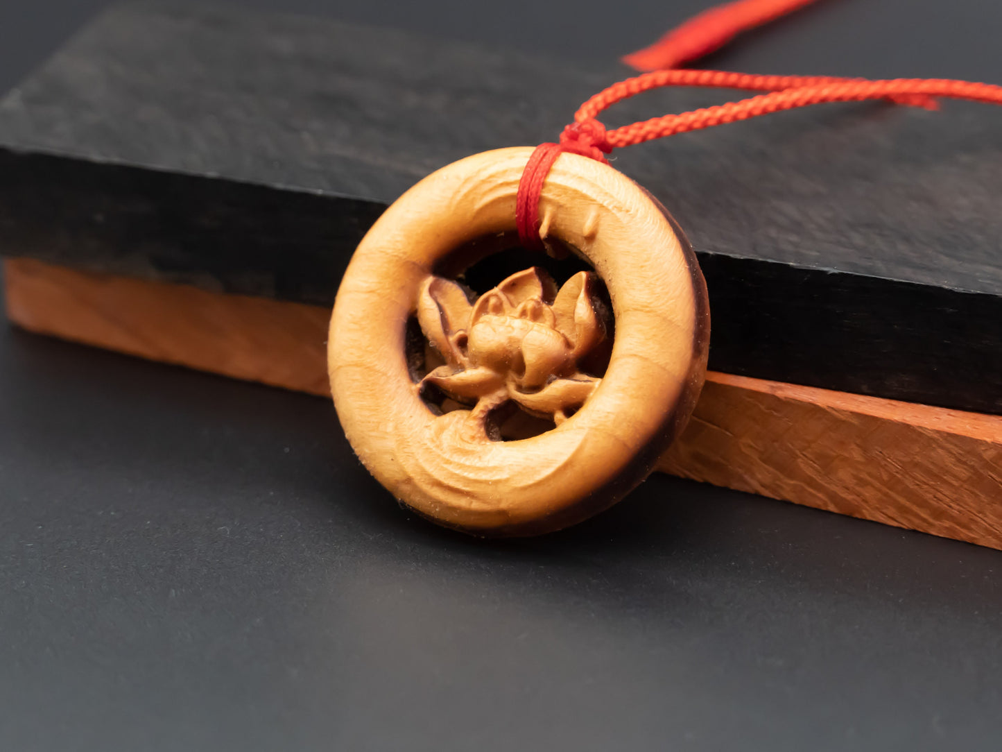 Lotus wood pendant,engraved necklace,carve lotus pendant,Exotic Wood Necklace,wood necklace, symbolizes rebirth and purity