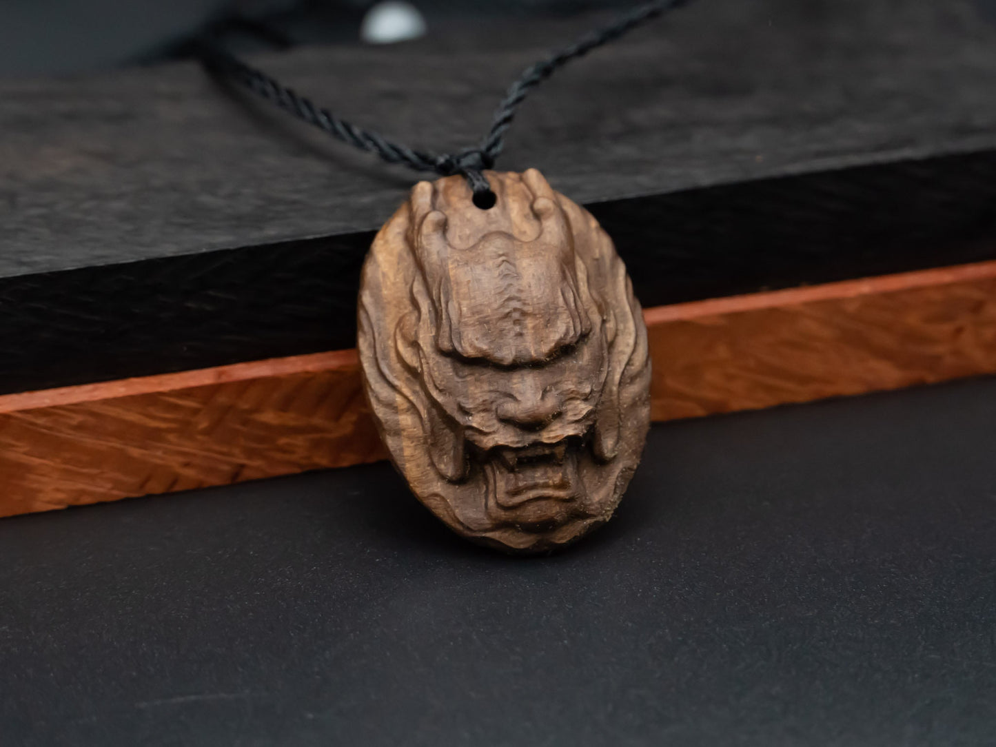 wood pendant,dragon monster pendant,engraved necklace,means Strength and Power,Courage and Resilience,Protection