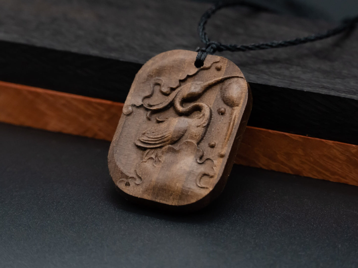 wood pendant,bird necklace,gift for her,carve cherry wood necklace,Egretta Garzetta Necklace