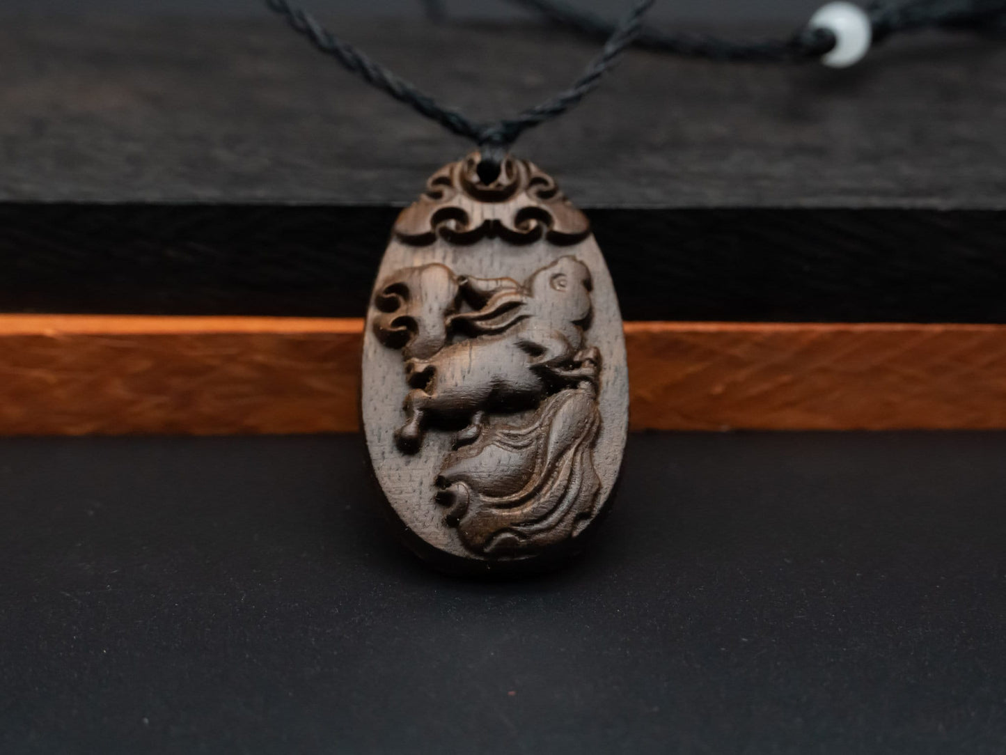 wood pendant,engraved necklace,zodiac,year of rabbit,pendant necklace,exotic wood necklace,animal Necklace