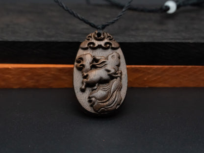 wood pendant,engraved necklace,zodiac,year of rabbit,pendant necklace,exotic wood necklace,animal Necklace