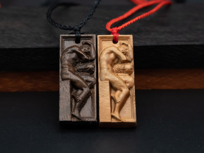 wood pendant,engraved necklace,unique Jewelry,pendant necklace,carve cherry wood  necklace