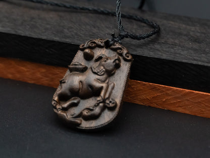 ox pendant necklace,wood pendant,engraved necklace,zodiac necklace,year of ox,pendant necklace,animal Necklace,exotic wood necklace