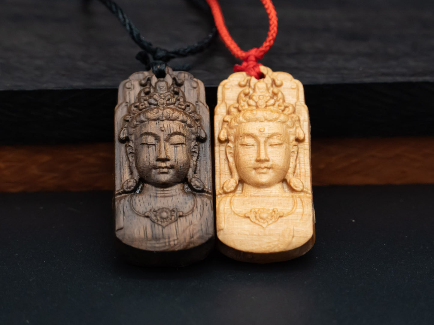 Avalokiteshvara pendant,Buddhism necklace,carve wood necklace,exotic wood necklace,meaning peace of mind, kindness