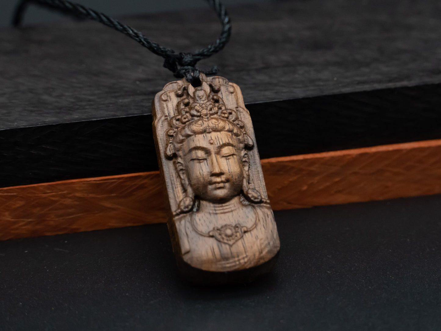 Avalokiteshvara pendant,Buddhism necklace,carve wood necklace,exotic wood necklace,meaning peace of mind, kindness