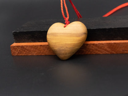 Heart pendant,Unique love heart jewelry,carve pendant necklace,carve olive wood pendant necklace