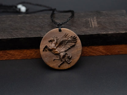 Horse pendant,Pegasus pendant,wood pendant,horse pendant,horse necklace,wood carving,carve pendant,carve wooden pendant,