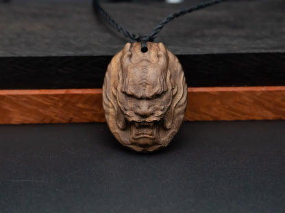 wood pendant,dragon monster pendant,engraved necklace,means Strength and Power,Courage and Resilience,Protection