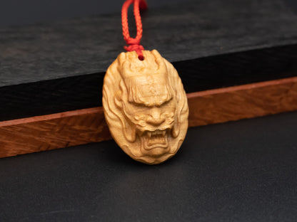 wood pendant,dragon monster pendant,engraved necklace,means Strength and Power,Courage and Resilience,Protection