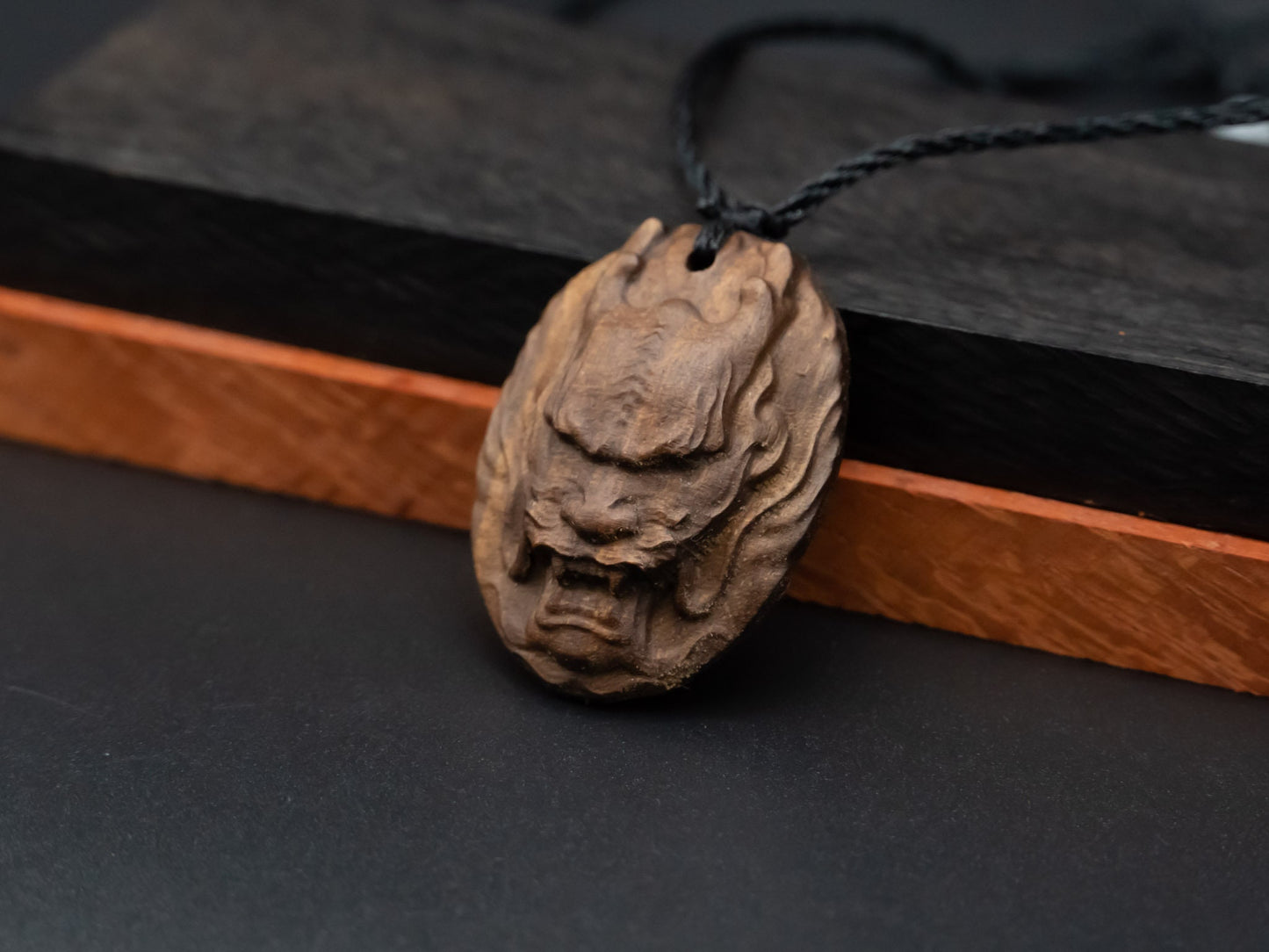 wood pendant,dragon monster pendant,engraved necklace,means Strength and Power,Courage and Resilience,Protection