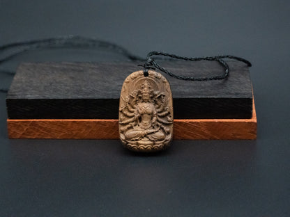 wood pendant, Avalokiteshvara pendant,carve wood necklace,Buddhism pendant,meaning peace of mind, kindness