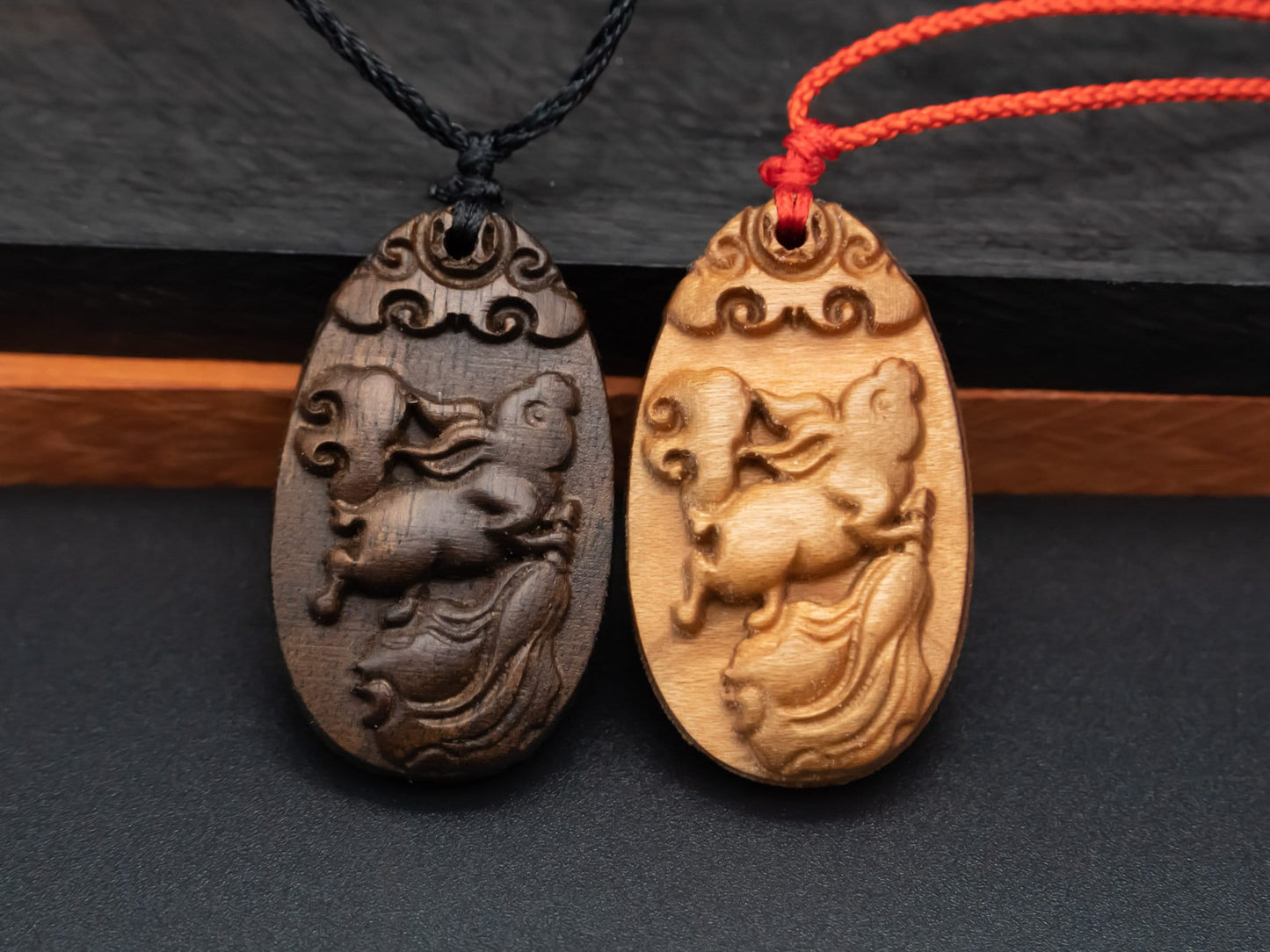 wood pendant,engraved necklace,zodiac,year of rabbit,pendant necklace,exotic wood necklace,animal Necklace