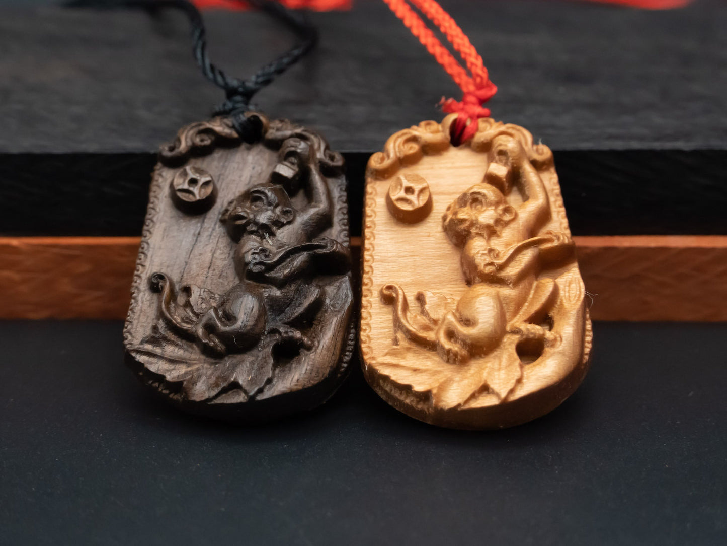 monkey pendant necklace,wood pendant,carve pendant,carve monkey pendant,carve wood necklace,Zodiac