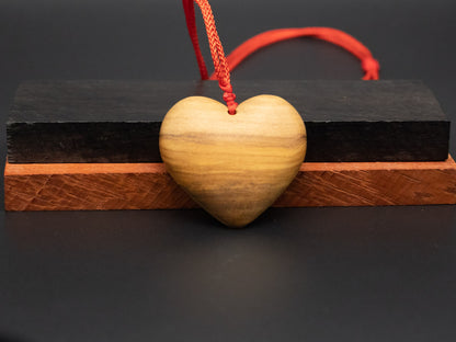 Heart pendant,Unique love heart jewelry,carve pendant necklace,carve olive wood pendant necklace