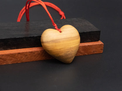 Heart pendant,Unique love heart jewelry,carve pendant necklace,carve olive wood pendant necklace