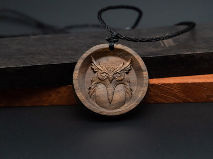 Owl Pendant,Owl Gift,Owl Charms, gift for her,wooden owl,owl relief,owl jewelry,gift for him,gift for daughter