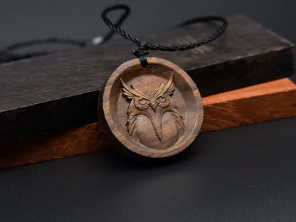 Owl Pendant,Owl Gift,Owl Charms, gift for her,wooden owl,owl relief,owl jewelry,gift for him,gift for daughter