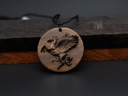 Horse pendant,Pegasus pendant,wood pendant,horse pendant,horse necklace,wood carving,carve pendant,carve wooden pendant,