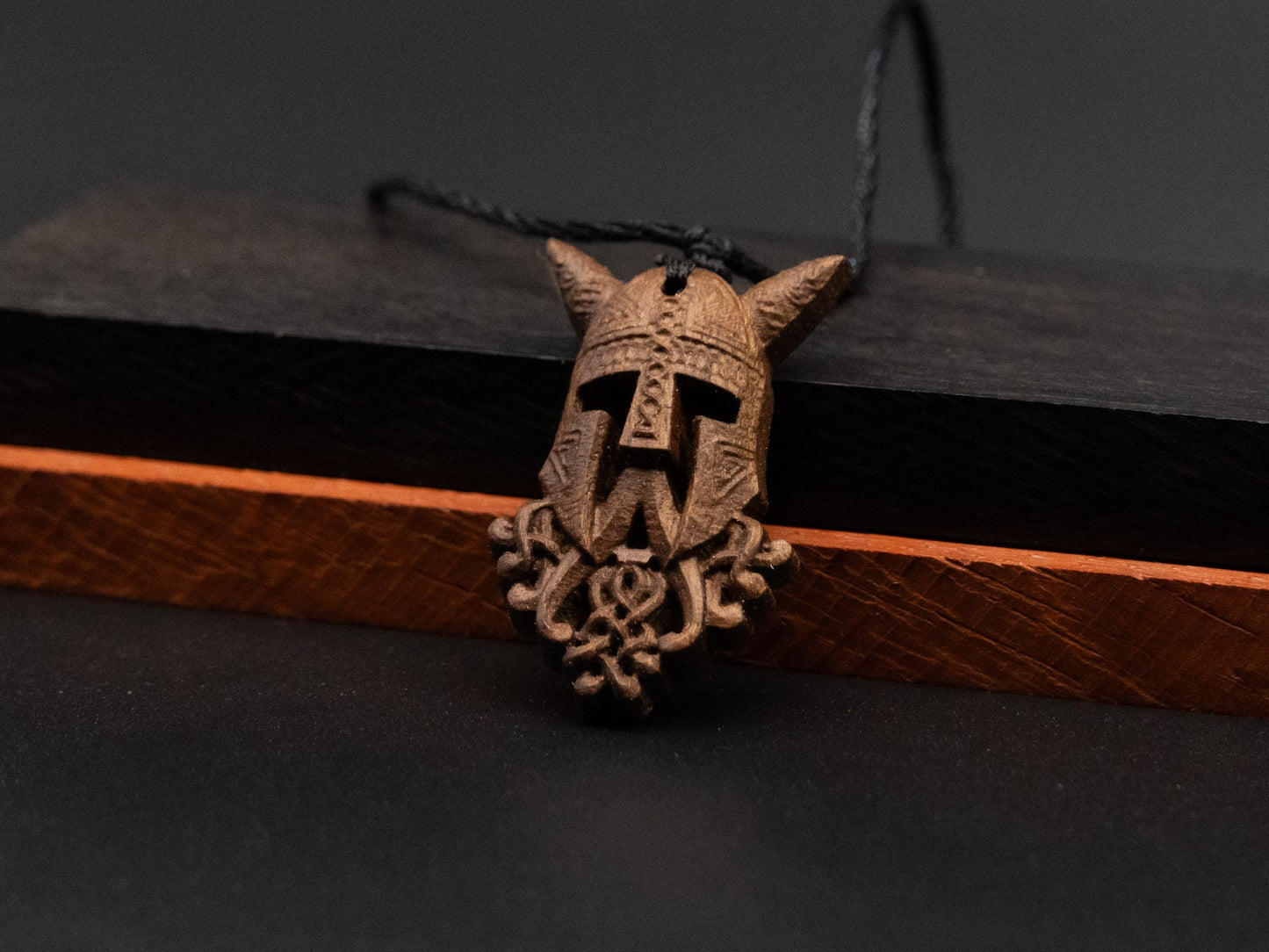 Viking helmet pendant,wood pendant,Unique Wooden Viking Helmet Carved Pendant Necklace - Perfect for Boyfriend, Dad, Husband Gift