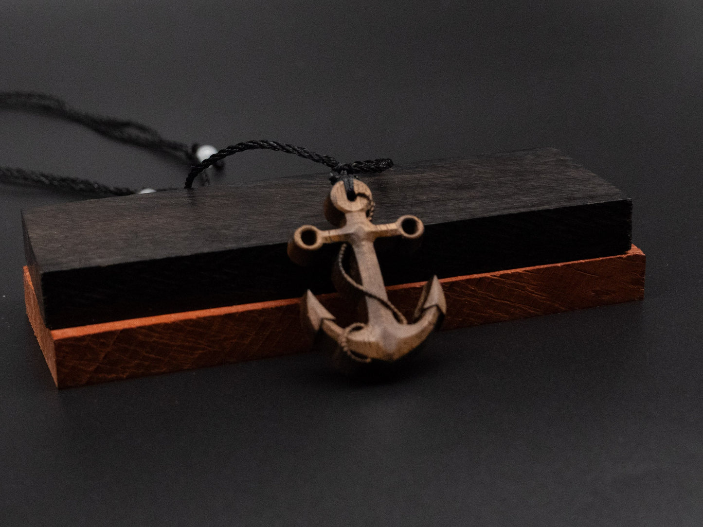 anchor necklace,anchor pendant,wood carving,wood anchor necklace,gift for him,gift for boyfriend,men anchor necklace