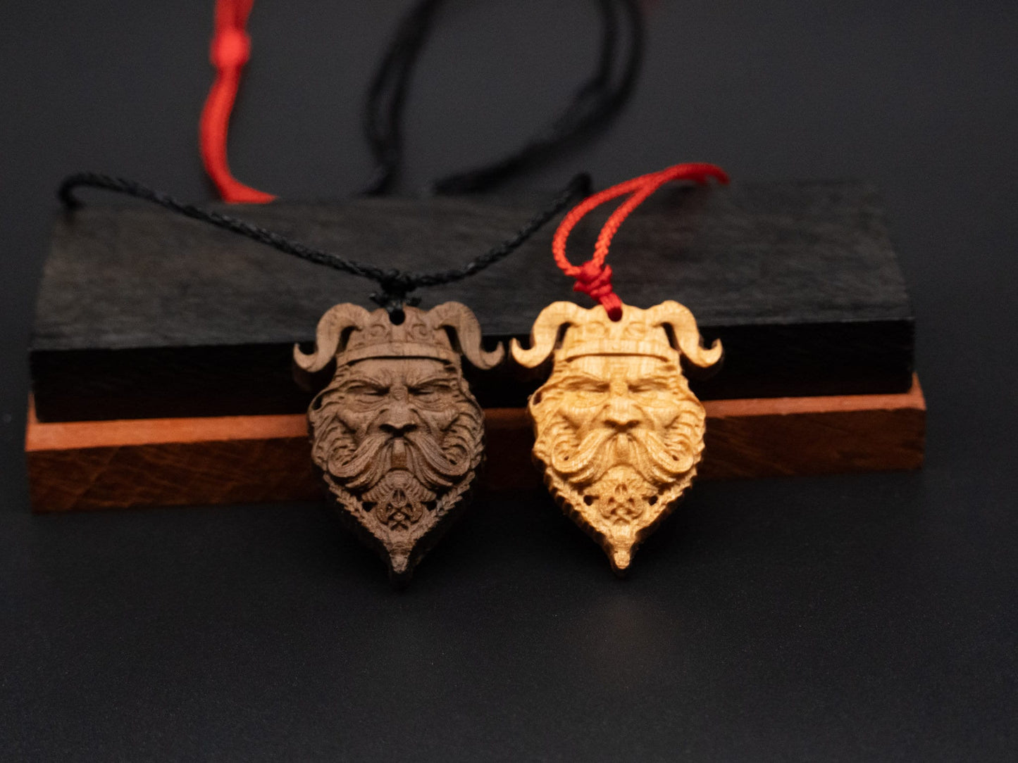 Viking head pendant,wood pendant,Unique Wooden Viking head Carved Pendant Necklace , Perfect for Boyfriend, Dad, Husband Gift