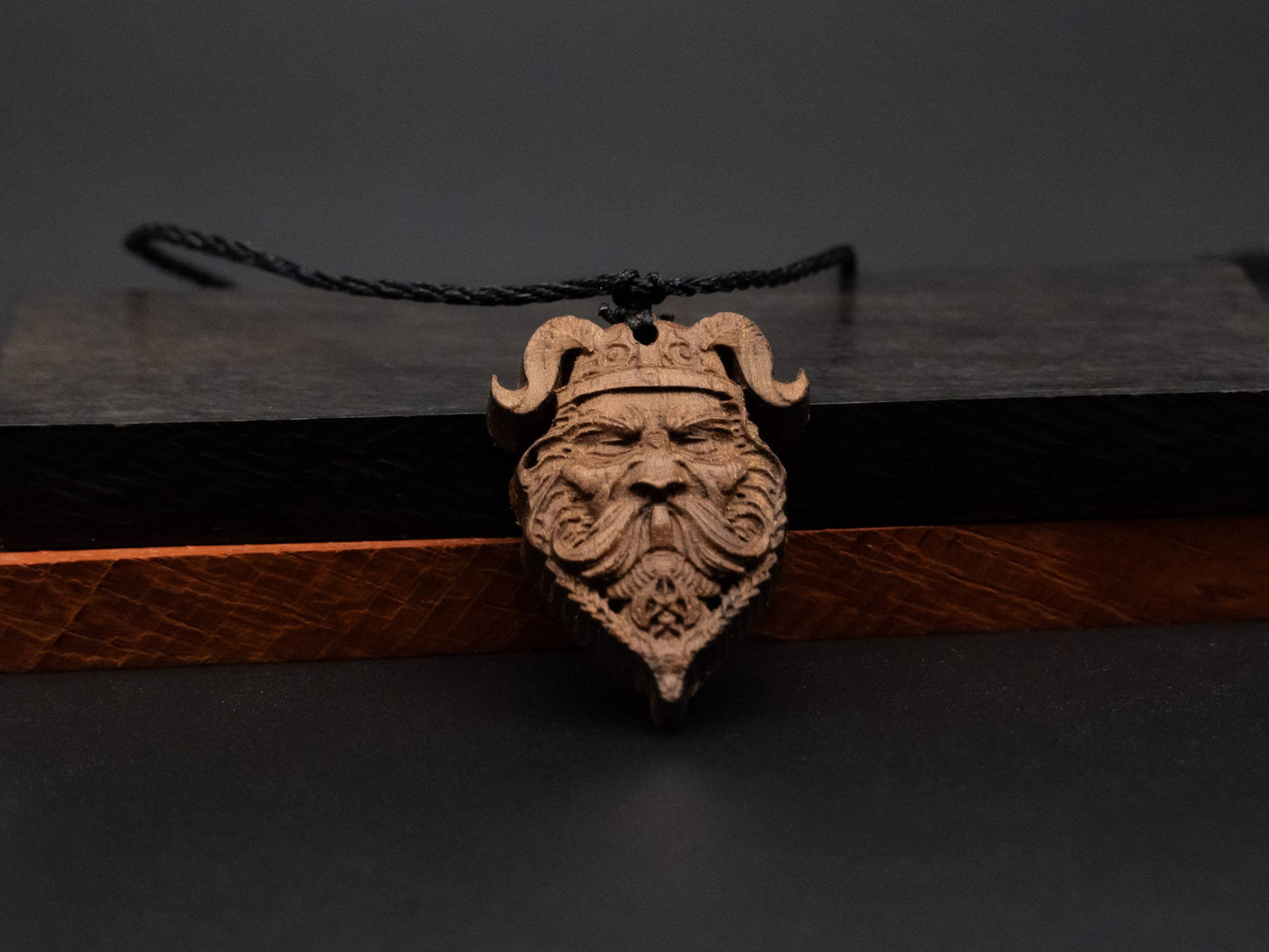 Viking head pendant,wood pendant,Unique Wooden Viking head Carved Pendant Necklace , Perfect for Boyfriend, Dad, Husband Gift