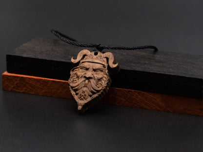 Viking head pendant,wood pendant,Unique Wooden Viking head Carved Pendant Necklace , Perfect for Boyfriend, Dad, Husband Gift